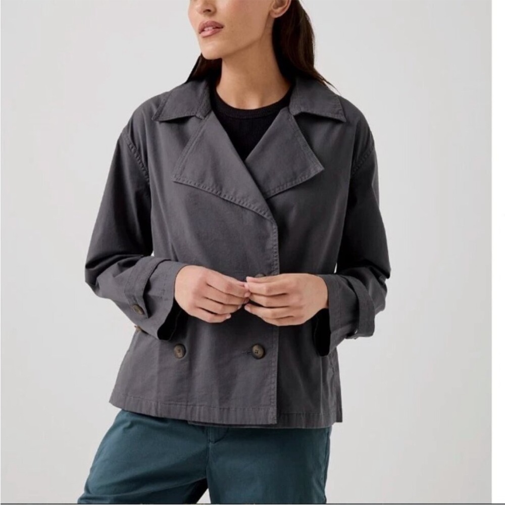 NWT Pact Women's Boulevard Brush Twill Double Breasted Pea Coat